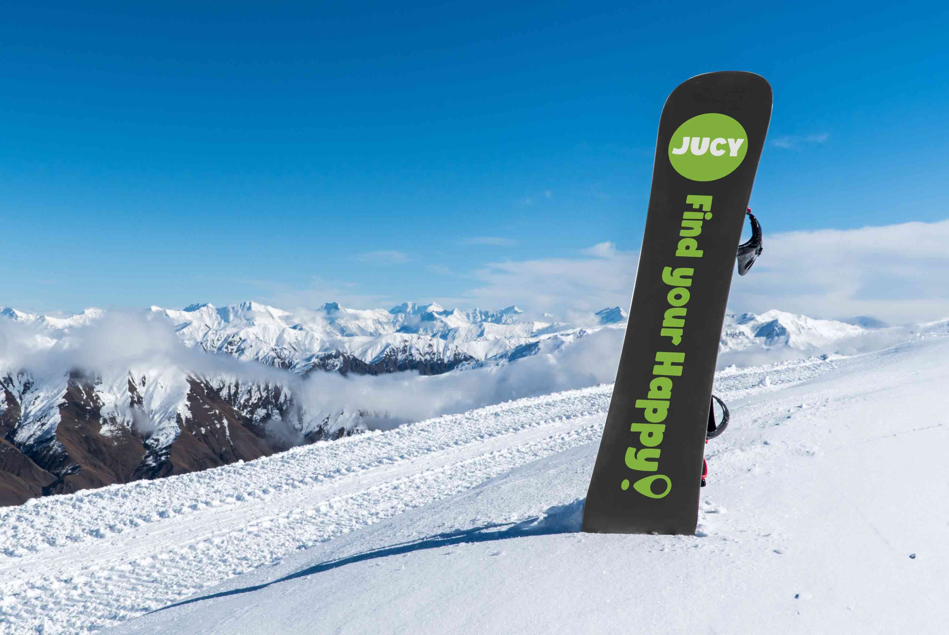 JUCY snowboard on ski slope