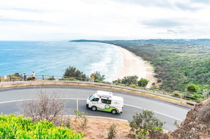 road trip itinerary brisbane to byron bay 4 JUCY campervan driving coast road to Cape Byron