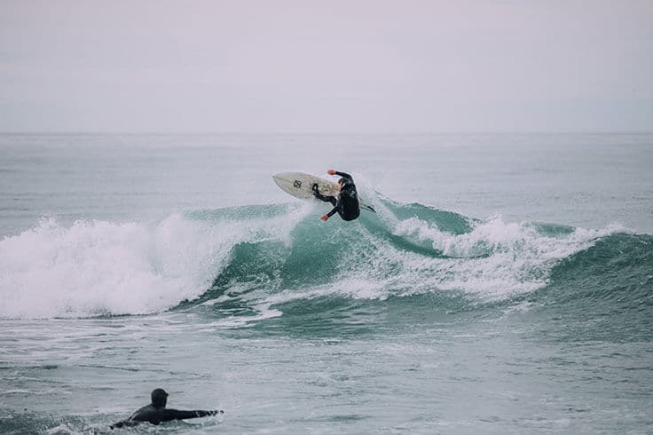Surfer riding the waves